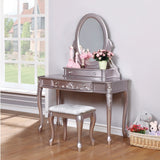 Caroline Traditional Vanity Stool White