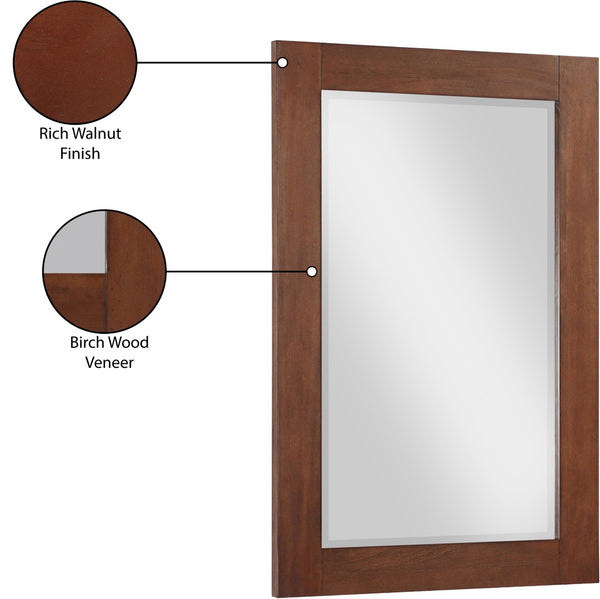 Monad Glass / Birch Veneer / MDF Contemporary Walnut Mirror - 24" W x 1" D x 36" H