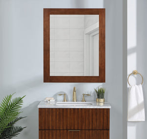 Monad Glass / Birch Veneer / MDF Contemporary Walnut Mirror - 30" W x 1" D x 36" H