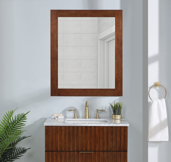 Monad Glass / Birch Veneer / MDF Contemporary Walnut Mirror - 30" W x 1" D x 36" H