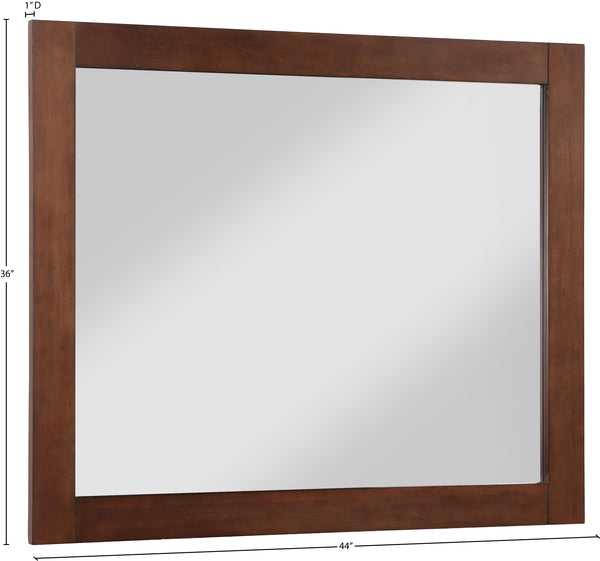 Monad Glass / Birch Veneer / MDF Contemporary Walnut Mirror - 44" W x 1" D x 36" H
