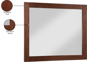 Monad Glass / Birch Veneer / MDF Contemporary Walnut Mirror - 44" W x 1" D x 36" H