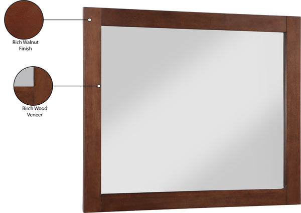 Monad Glass / Birch Veneer / MDF Contemporary Walnut Mirror - 44" W x 1" D x 36" H