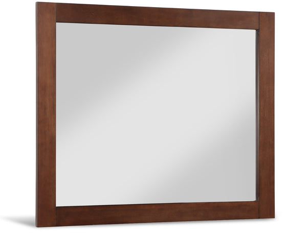Monad Glass / Birch Veneer / MDF Contemporary Walnut Mirror - 44" W x 1" D x 36" H