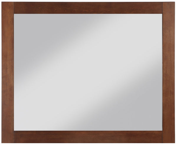 Monad Glass / Birch Veneer / MDF Contemporary Walnut Mirror - 44" W x 1" D x 36" H