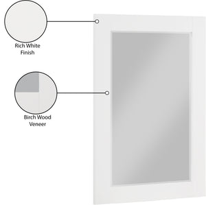 Monad Glass / Birch Veneer / MDF Contemporary White Mirror - 24" W x 1" D x 36" H