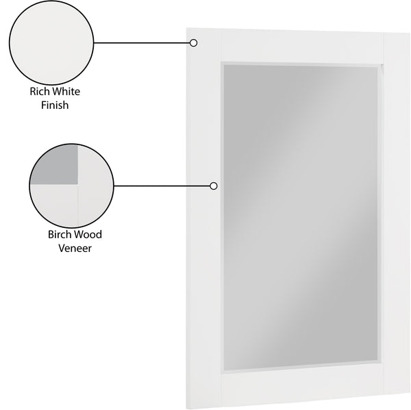 Monad Glass / Birch Veneer / MDF Contemporary White Mirror - 24" W x 1" D x 36" H