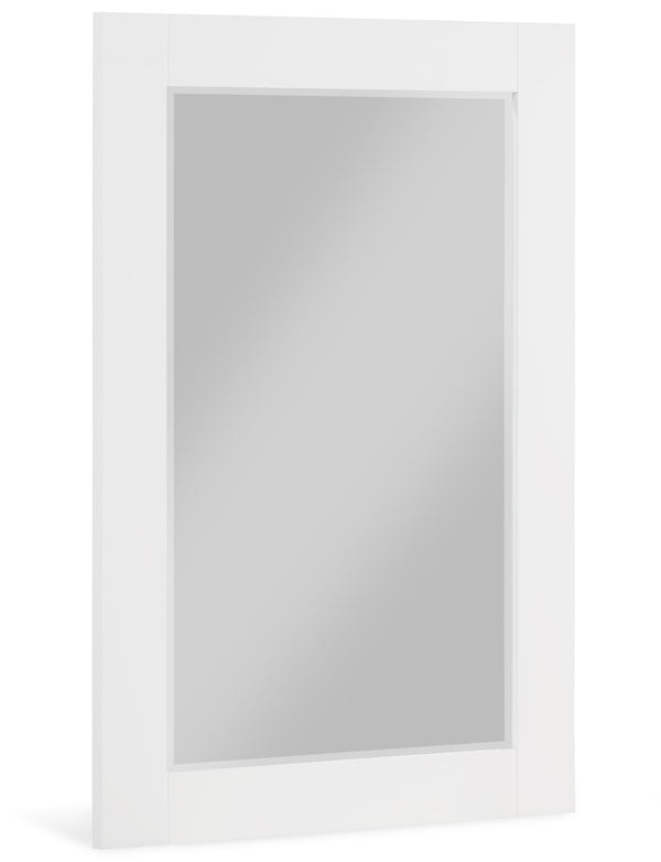 Monad Glass / Birch Veneer / MDF Contemporary White Mirror - 24" W x 1" D x 36" H
