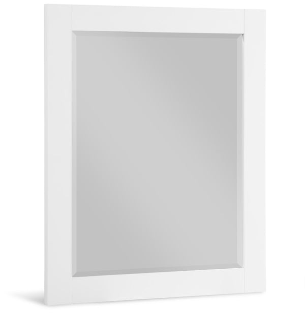 Monad Glass / Birch Veneer / MDF Contemporary White Mirror - 30" W x 1" D x 36" H