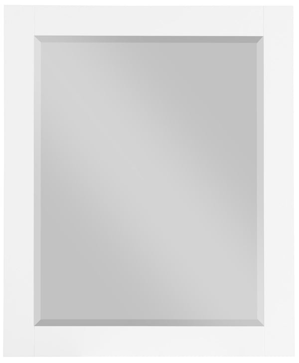 Monad Glass / Birch Veneer / MDF Contemporary White Mirror - 30" W x 1" D x 36" H