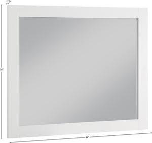 Monad Glass / Birch Veneer / MDF Contemporary White Mirror - 44" W x 1" D x 36" H