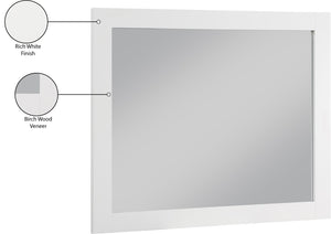 Monad Glass / Birch Veneer / MDF Contemporary White Mirror - 44" W x 1" D x 36" H