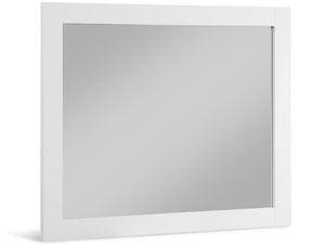 Monad Glass / Birch Veneer / MDF Contemporary White Mirror - 44" W x 1" D x 36" H