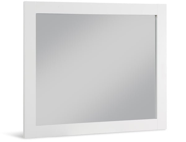Monad Glass / Birch Veneer / MDF Contemporary White Mirror - 44" W x 1" D x 36" H