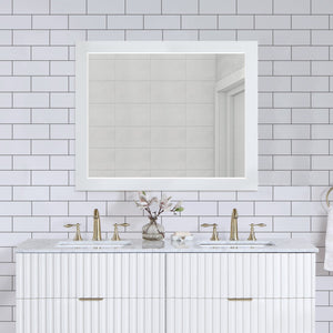 Monad Glass / Birch Veneer / MDF Contemporary White Mirror - 44" W x 1" D x 36" H