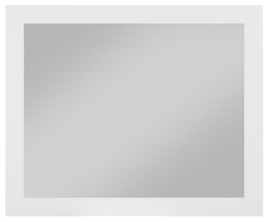 Monad Glass / Birch Veneer / MDF Contemporary White Mirror - 44" W x 1" D x 36" H