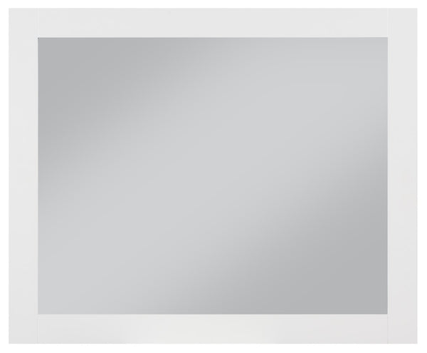 Monad Glass / Birch Veneer / MDF Contemporary White Mirror - 44" W x 1" D x 36" H