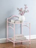 Massi Contemporary 1-shelf Nightstand with Glass Top Powder Pink