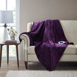 Heated Microlight to Berber Casual 100% Polyester Solid Microlight / Solid Micro Berber Heated Throw in Purple