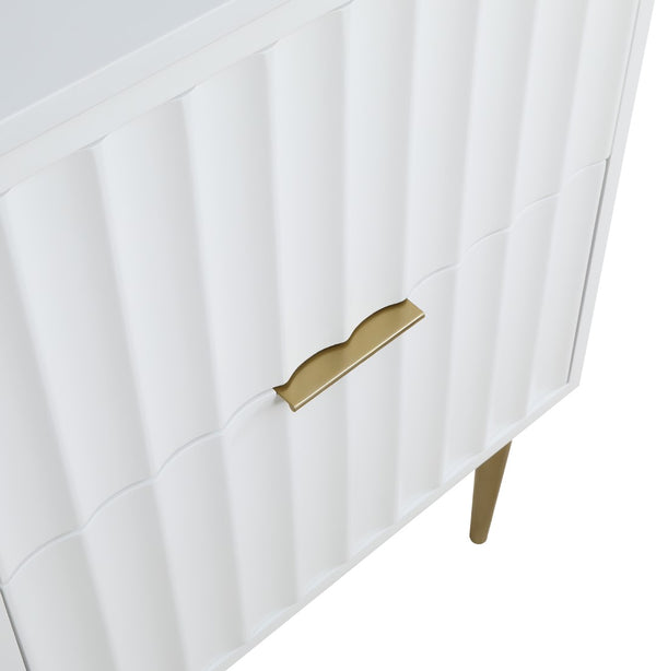 Modernist Quartz / Solid Wood / MDF / Stainless Steel Contemporary White Bathroom Vanity - 24" W x 20" D x 35" H