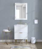 Modernist Quartz / Solid Wood / MDF / Stainless Steel Contemporary White Bathroom Vanity - 24" W x 20" D x 35" H