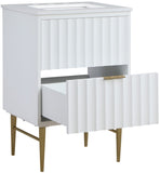 Modernist Quartz / Solid Wood / MDF / Stainless Steel Contemporary White Bathroom Vanity - 24" W x 20" D x 35" H