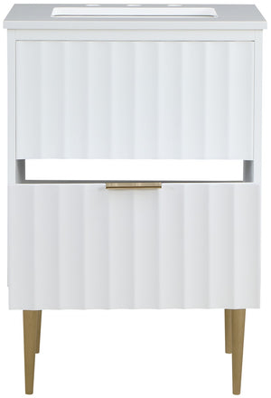 Modernist Quartz / Solid Wood / MDF / Stainless Steel Contemporary White Bathroom Vanity - 24" W x 20" D x 35" H