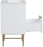 Modernist Quartz / Solid Wood / MDF / Stainless Steel Contemporary White Bathroom Vanity - 24" W x 20" D x 35" H