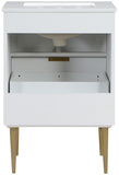 Modernist Quartz / Solid Wood / MDF / Stainless Steel Contemporary White Bathroom Vanity - 24" W x 20" D x 35" H