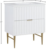 Modernist Quartz / Solid Wood / MDF / Stainless Steel Contemporary White Bathroom Vanity - 30" W x 20" D x 35" H