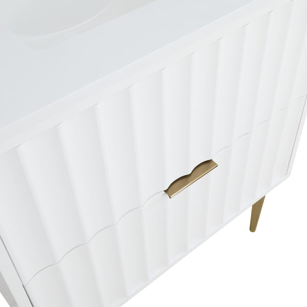 Modernist Quartz / Solid Wood / MDF / Stainless Steel Contemporary White Bathroom Vanity - 30" W x 20" D x 35" H