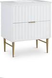 Modernist Quartz / Solid Wood / MDF / Stainless Steel Contemporary White Bathroom Vanity - 30" W x 20" D x 35" H