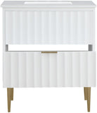 Modernist Quartz / Solid Wood / MDF / Stainless Steel Contemporary White Bathroom Vanity - 30" W x 20" D x 35" H