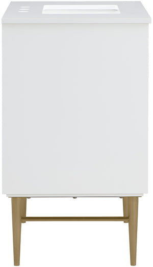 Modernist Quartz / Solid Wood / MDF / Stainless Steel Contemporary White Bathroom Vanity - 30" W x 20" D x 35" H