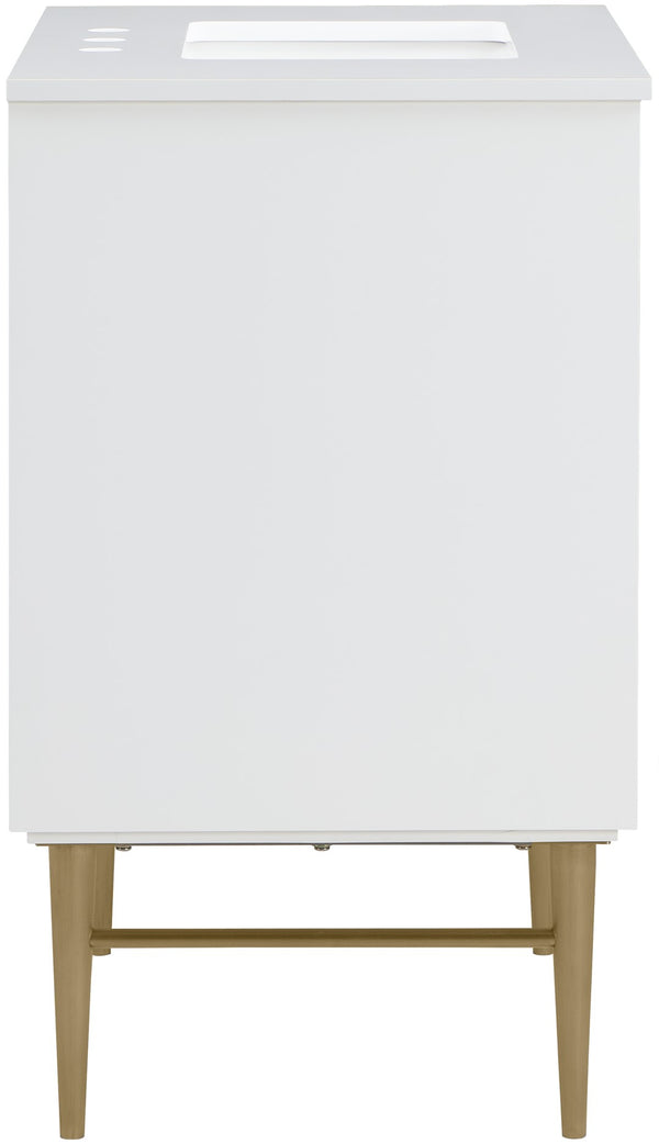 Modernist Quartz / Solid Wood / MDF / Stainless Steel Contemporary White Bathroom Vanity - 30" W x 20" D x 35" H