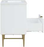 Modernist Quartz / Solid Wood / MDF / Stainless Steel Contemporary White Bathroom Vanity - 30" W x 20" D x 35" H