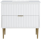 Modernist Quartz / Solid Wood / MDF / Stainless Steel Contemporary White Bathroom Vanity - 36" W x 20" D x 35" H