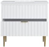 Modernist Quartz / Solid Wood / MDF / Stainless Steel Contemporary White Bathroom Vanity - 36" W x 20" D x 35" H