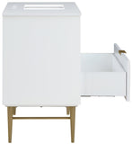 Modernist Quartz / Solid Wood / MDF / Stainless Steel Contemporary White Bathroom Vanity - 36" W x 20" D x 35" H