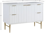 Modernist Quartz / Solid Wood / MDF / Stainless Steel Contemporary White Bathroom Vanity - 48" W x 20" D x 35" H