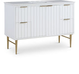 Modernist Quartz / Solid Wood / MDF / Stainless Steel Contemporary White Bathroom Vanity - 48" W x 20" D x 35" H