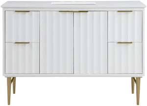 Modernist Quartz / Solid Wood / MDF / Stainless Steel Contemporary White Bathroom Vanity - 48" W x 20" D x 35" H