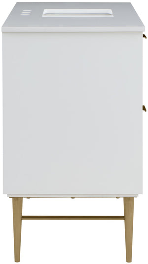 Modernist Quartz / Solid Wood / MDF / Stainless Steel Contemporary White Bathroom Vanity - 48" W x 20" D x 35" H