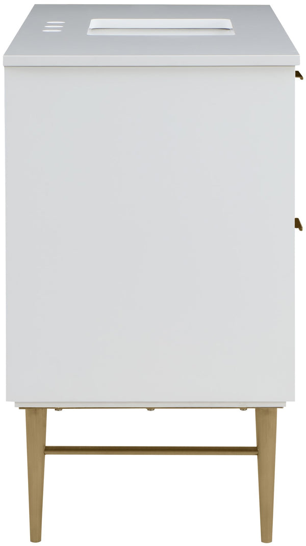 Modernist Quartz / Solid Wood / MDF / Stainless Steel Contemporary White Bathroom Vanity - 48" W x 20" D x 35" H