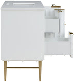 Modernist Quartz / Solid Wood / MDF / Stainless Steel Contemporary White Bathroom Vanity - 48" W x 20" D x 35" H