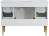 Modernist Quartz / Solid Wood / MDF / Stainless Steel Contemporary White Bathroom Vanity - 48" W x 20" D x 35" H