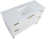 Modernist Quartz / Solid Wood / MDF / Stainless Steel Contemporary White Bathroom Vanity - 48" W x 20" D x 35" H