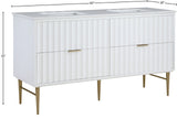 Modernist Quartz / Solid Wood / MDF / Stainless Steel Contemporary White Bathroom Vanity - 60" W x 20" D x 35" H