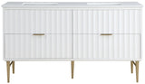 Modernist Quartz / Solid Wood / MDF / Stainless Steel Contemporary White Bathroom Vanity - 60" W x 20" D x 35" H