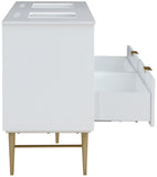 Modernist Quartz / Solid Wood / MDF / Stainless Steel Contemporary White Bathroom Vanity - 60" W x 20" D x 35" H